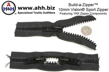 Build-a-Zipper&trade; YKK&reg; 10mm Vislon&reg; Sport - NO End Stops